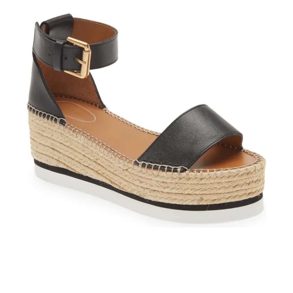 SEE BY CHLOE Glyn leather platform Espadrille Sandals $325 size 39 new - Picture 3 of 16